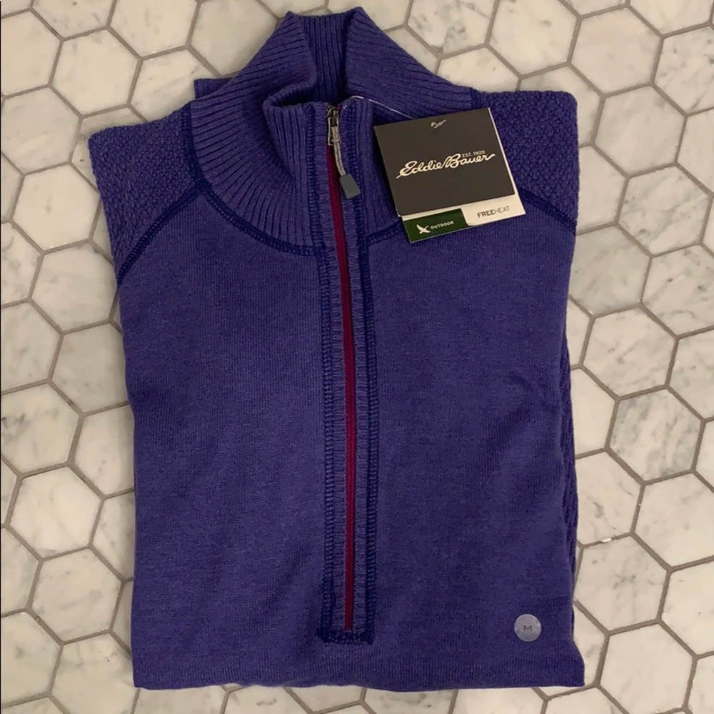 NWT Eddie Bauer Purple Quarter ZIP Sweater